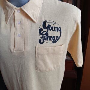 Vintage 1980's Men's Polo Shirt Large SINGLE STITCH FT MORGAN COLORADO FARMER